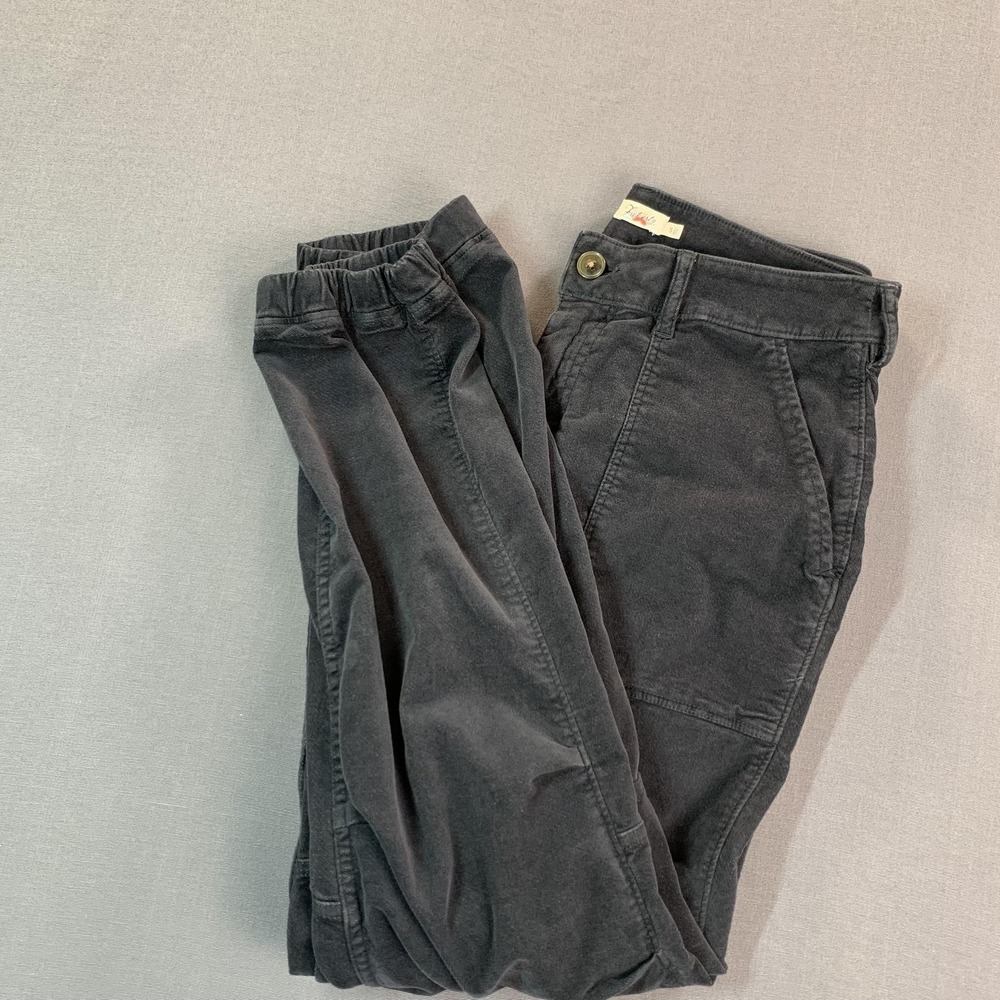 Faherty Pants Women SM 30x28 Black Jogger Black Orion Velvet Organic‎ Cotton EUC